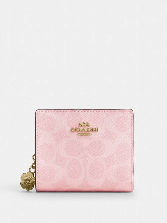 Coach Handbags - Coach Outlet Snap Wallet In Signature Canvas With Charm